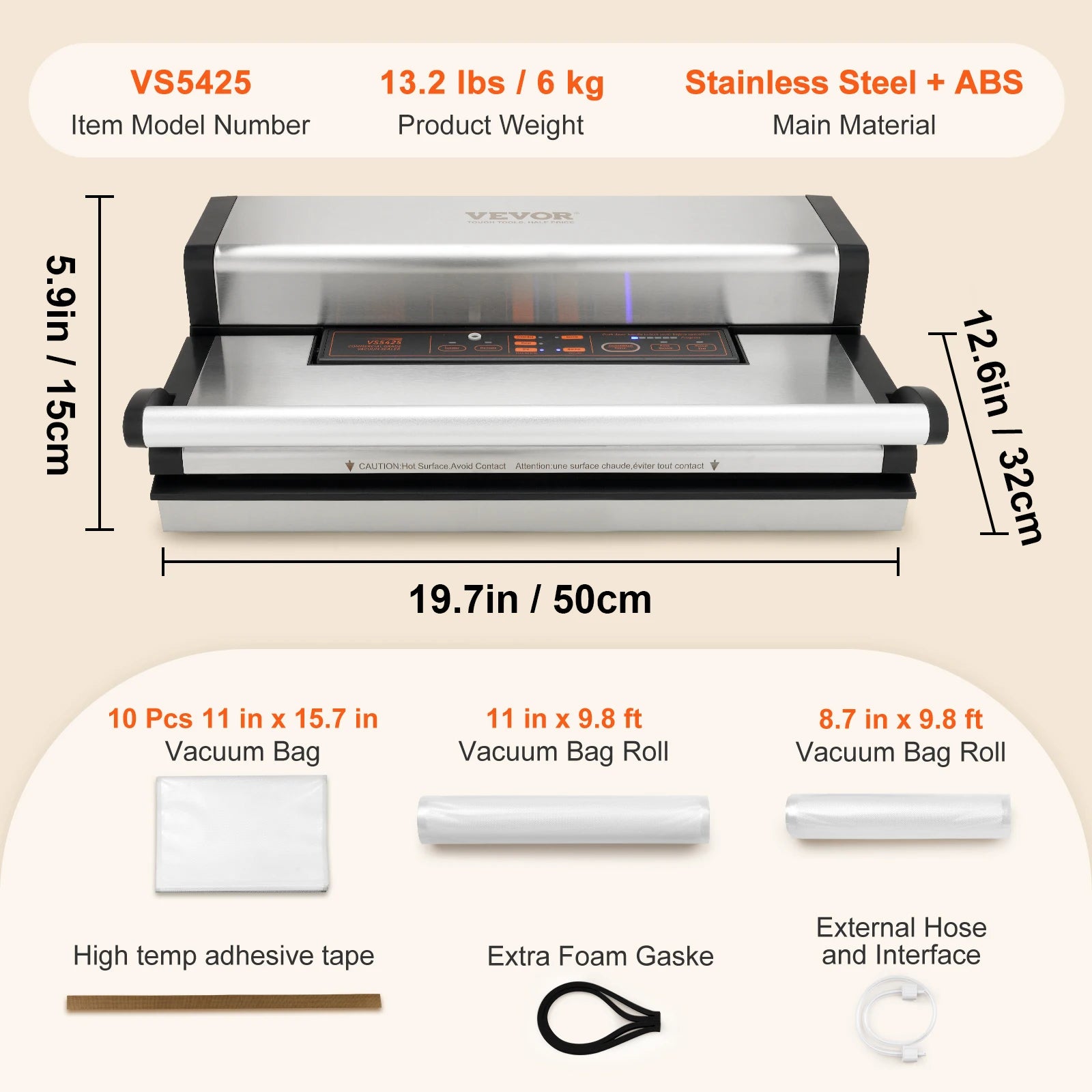 Commercial Vacuum Sealer Machine with Cutter & Bag Storage