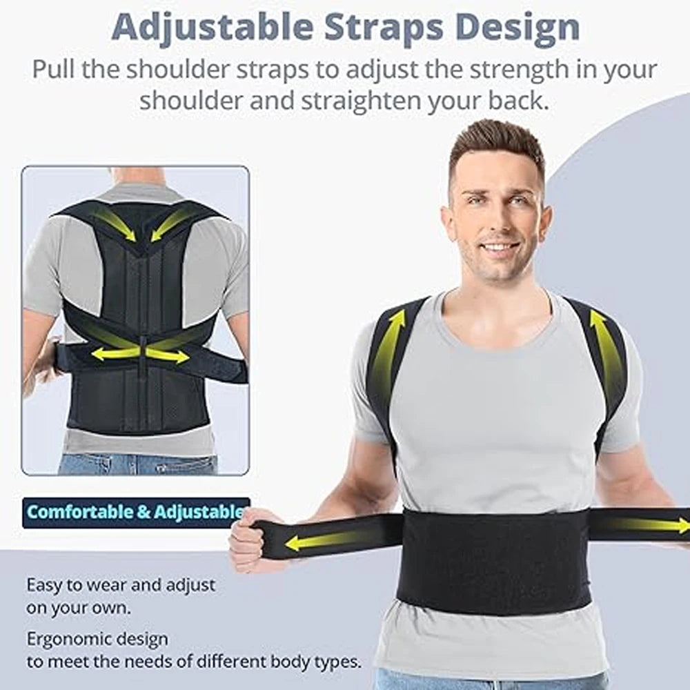 A02366 Adjustable Back and Shoulder Posture Brace, S–XXXL