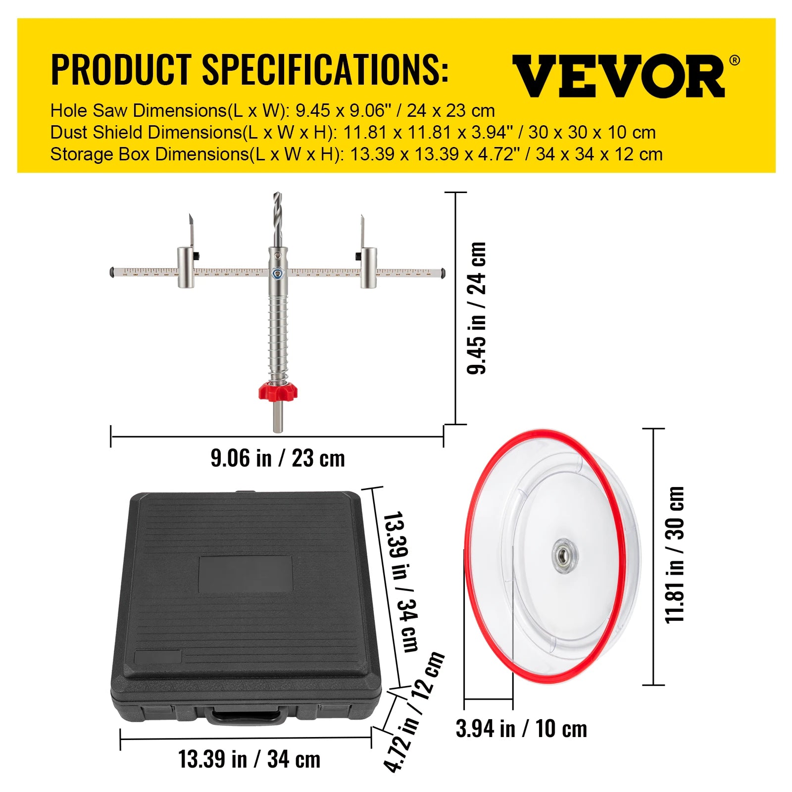 SucceBuy 40-200mm 40-300mm Adjustable Steel Hole Saw Cutter Kit w/ Shield Hole Cutter Drill Bit DIY Tool Sheetrock Veneer Slate