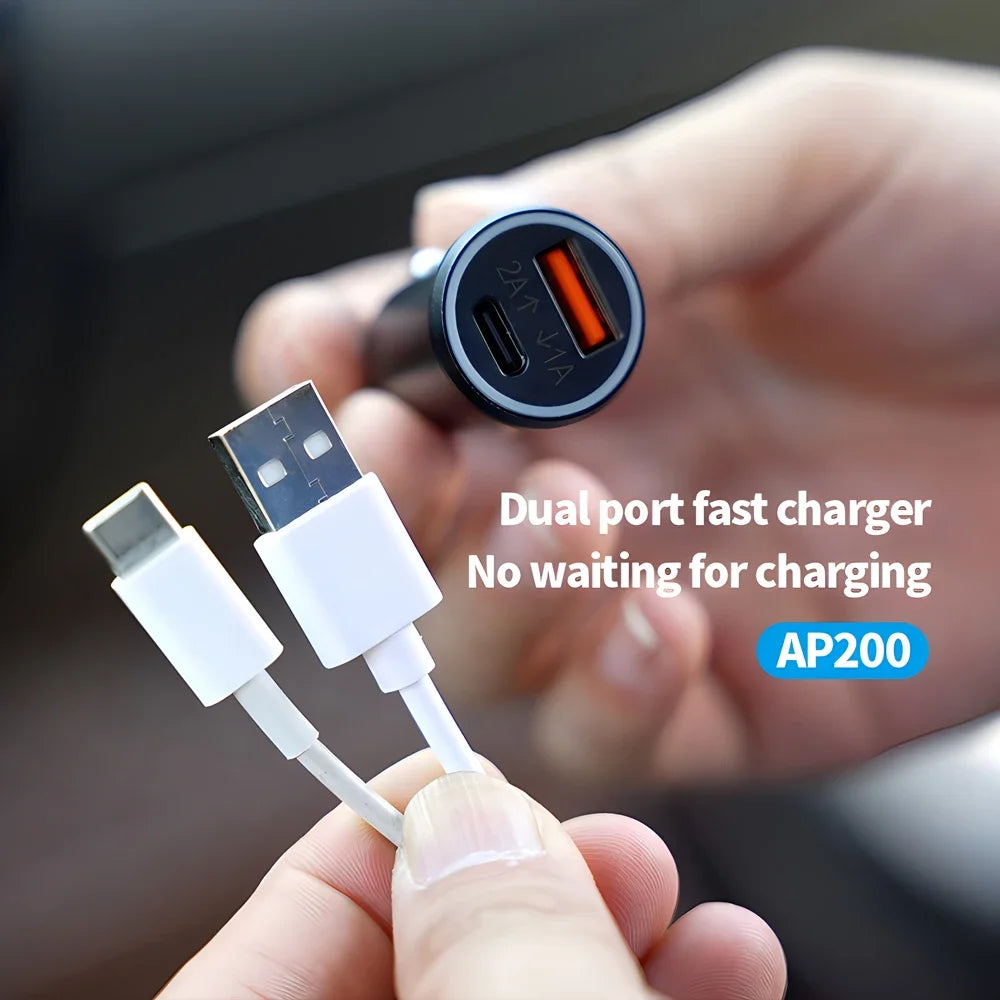 AKAMATE Car Charger USB Type C QC3.0 With iPhone GPS Locator Tracker for Apple Official Find My App 20W Fast Charger 2 in 1 
