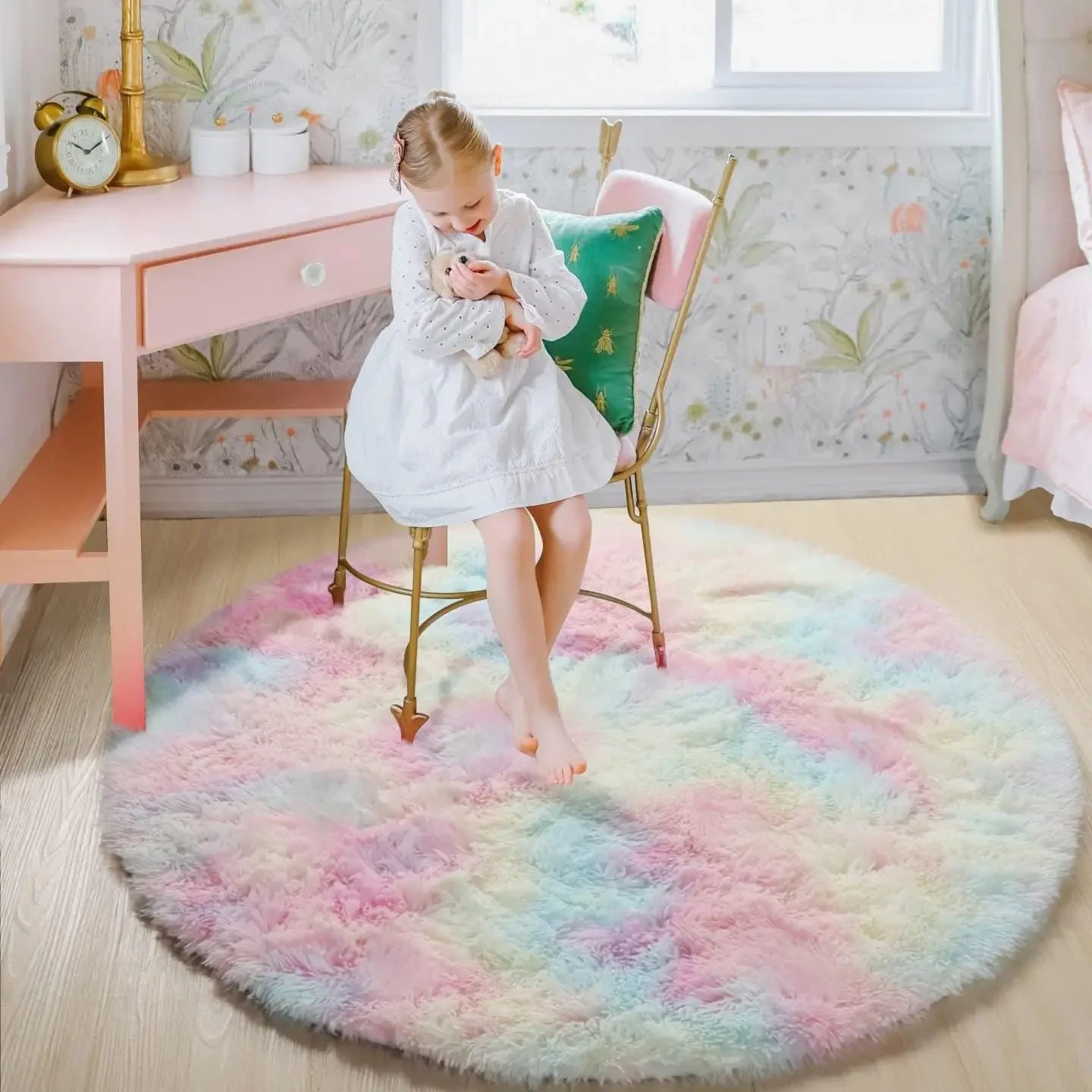 Super Soft Plush Round Rug Mat Fluffy White Carpets For Living Room Home Decor Bedroom Kid Room Decoration Salon Thick Pile Rug 