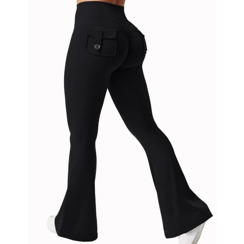 Newest Women Wide Leg High Stretch Yoga Leggings Naked Feeling Compression Fitness Workwear with pockets Yoga Pant ﻿ 