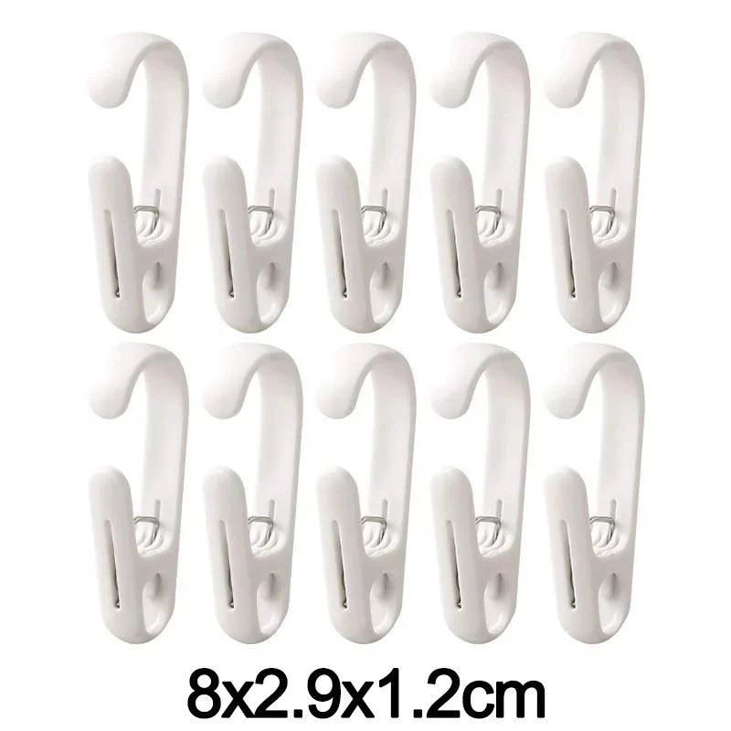 Ten Plastic Hanging Clips with Hooks
