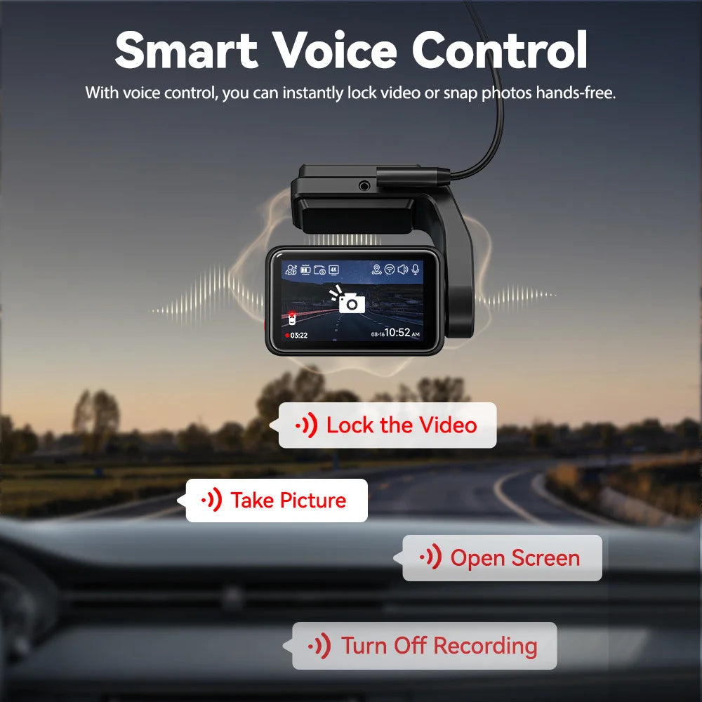 4K Front Dash Camera with GPS, WiFi, Night Vision