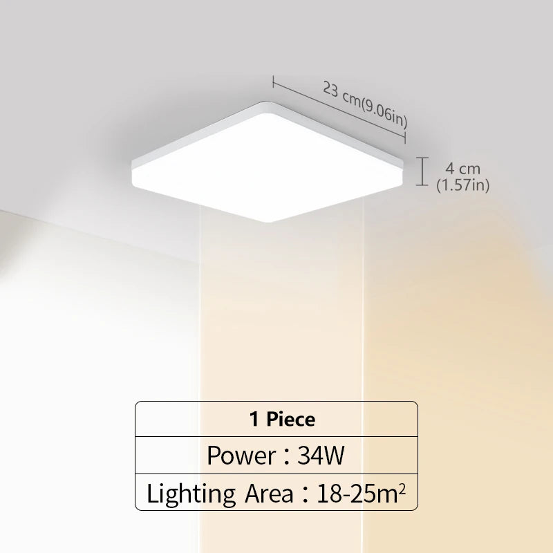 Square LED Ceiling Light, 16 W or 34 W