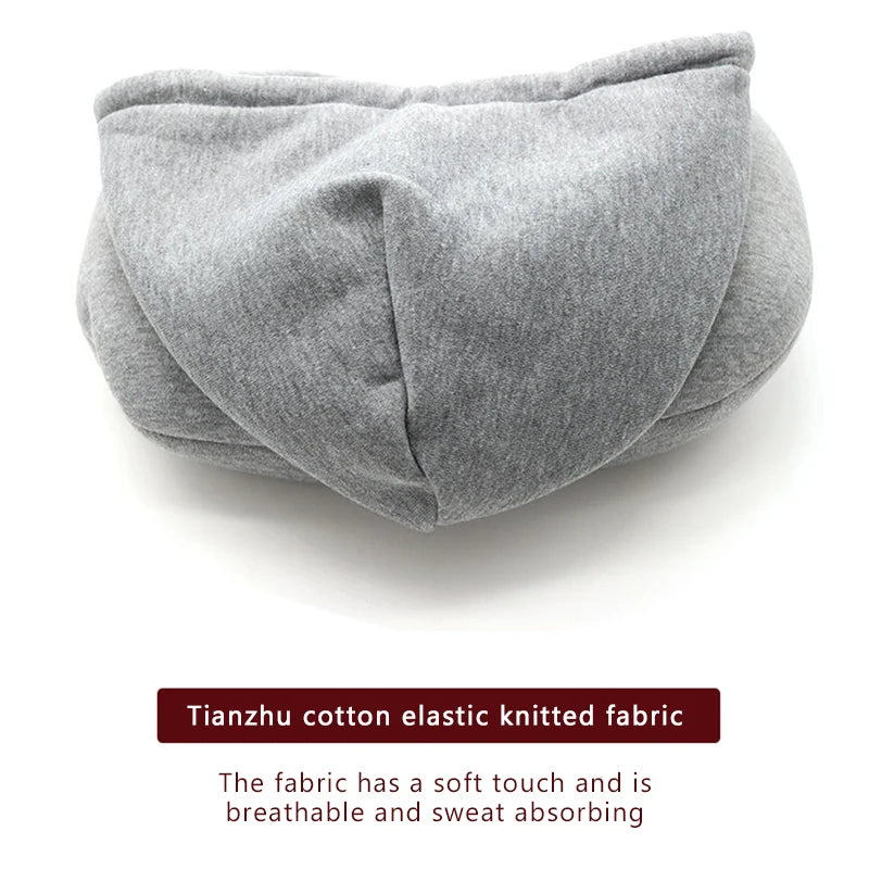 SEAMETAL Portable Neck Pillow for Long Travel U-Shape Neck Rest Pillow with Hood Privacy Protection Passenger Headrest Pillow