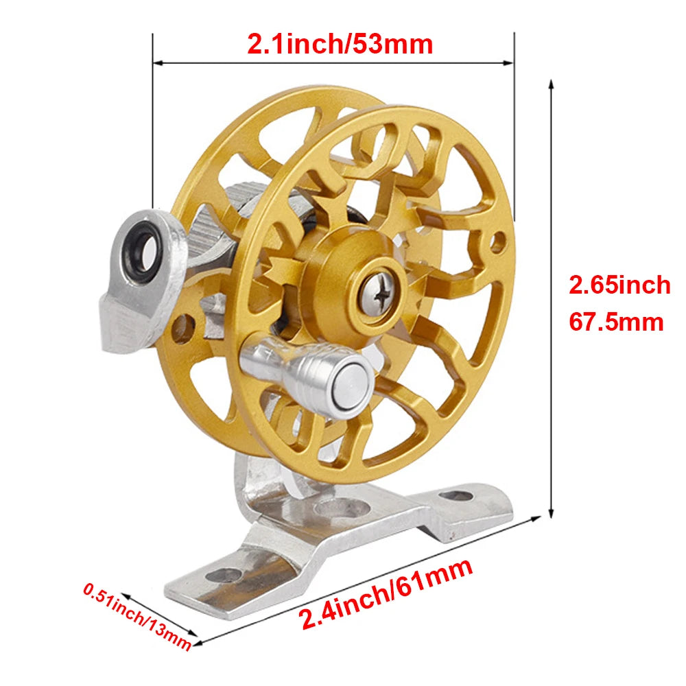 Tambur pentru pescuit pe gheață din aluminiu de 53 mm, mâna dreaptă