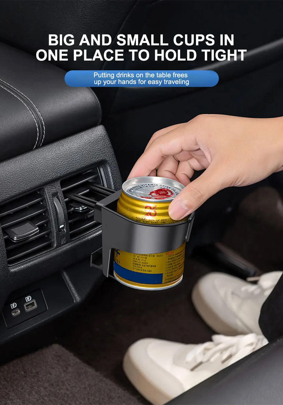 SEAMETAL Car Air Vent Drink Holder Expander Universal Adjustable Bottle Mount for Cold Drink Stable Anti Shake Auto Cup Holder