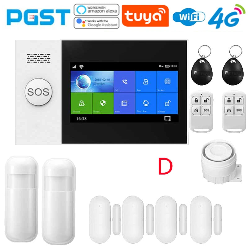 PGST 4G home allarme anti-furto, Tuya, kit di sicurezza con sensore di movimento PIR, wireless, WiFi, GSM, PG-107