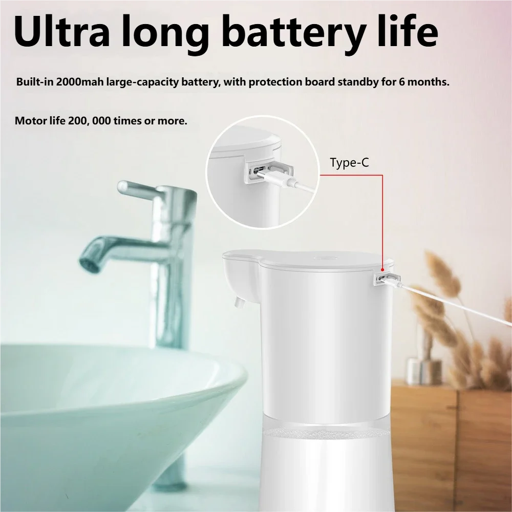 Inteligentný senzorový automatický dávkovač mydla 600 ml USB nabíjateľný bezdotykový pena dávkovač