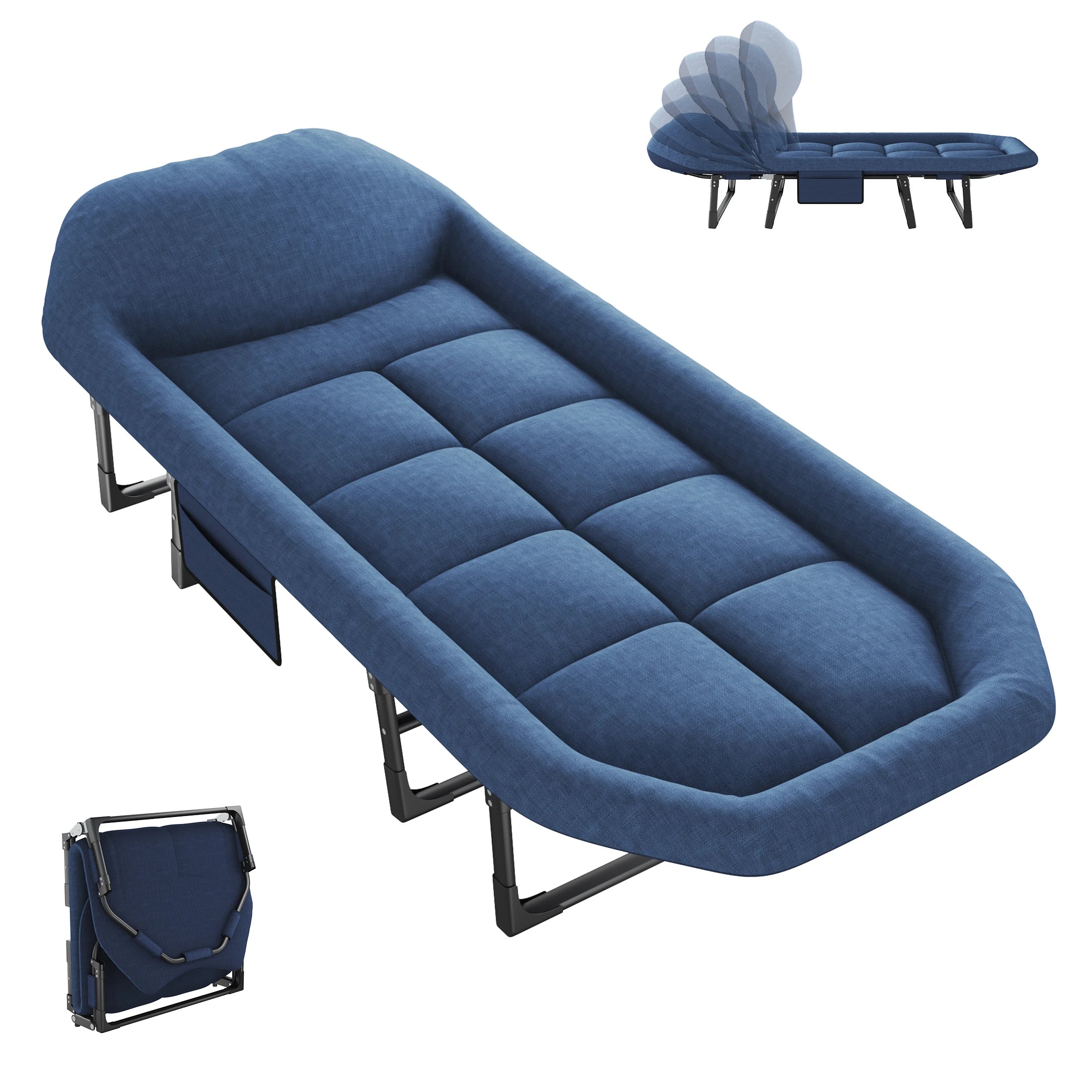 Lit de camping pliant réglable avec matelas et sac de transport 440 lb