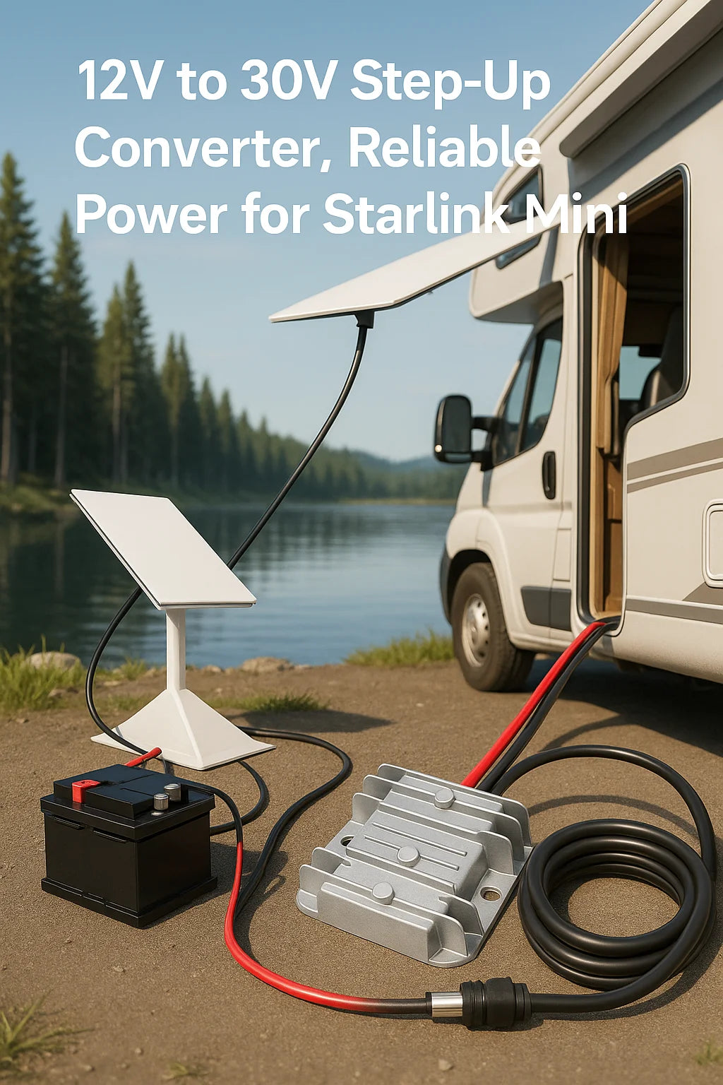 Adaptador Automóvel Starlink Mini 12V com Conversor para 30V 3,5A Saída DC, adequado para Veículos/RV como Fonte de Alimentação Starlink.