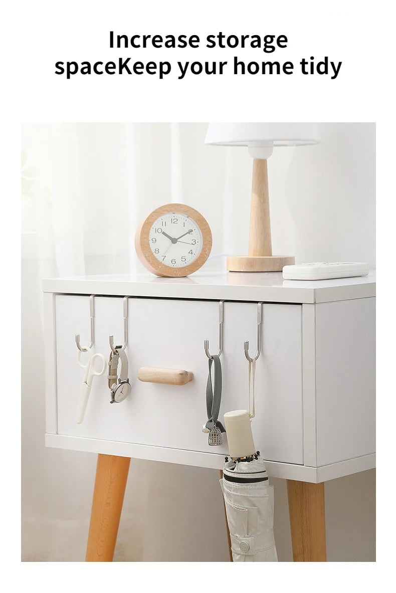 304 Stainless Steel Hook Free Punching Double  S-Shape Hook Kitchen Bathroom Cabinet Door Back Type Coat Towel Storage Hanger 