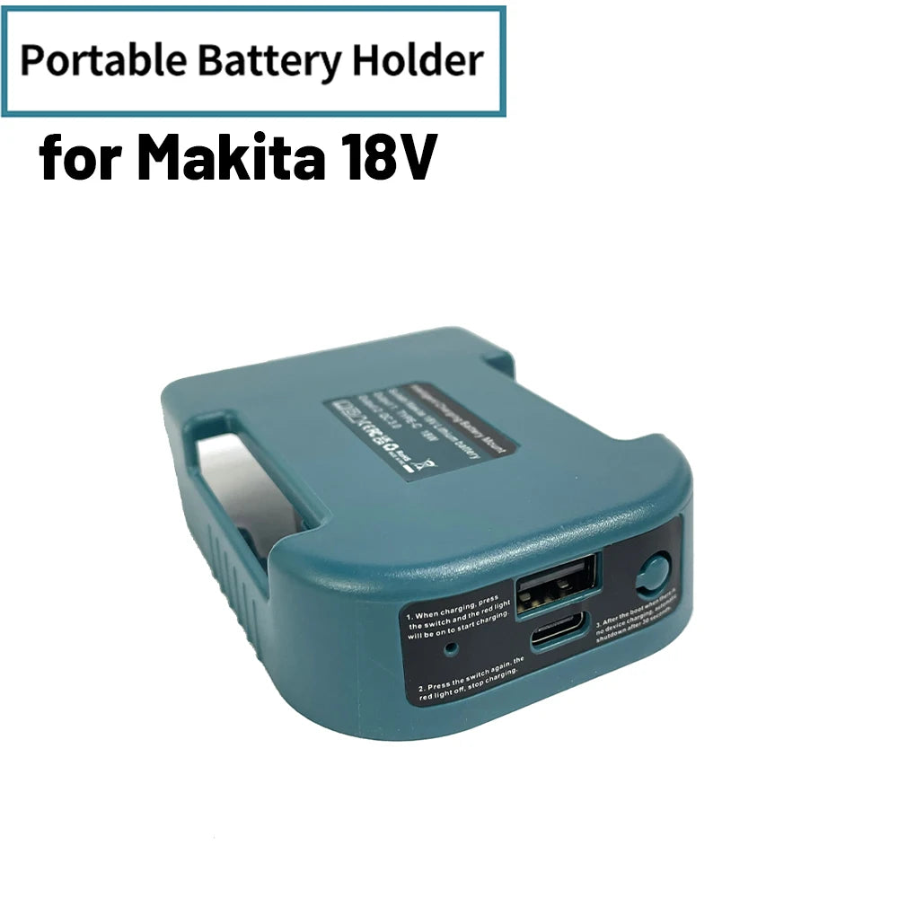 USB Charger Adapter for Makita 18V/40V Battery with USB & Type-C Fast Charging Power Wheel Adapter Charger (No Battery)
