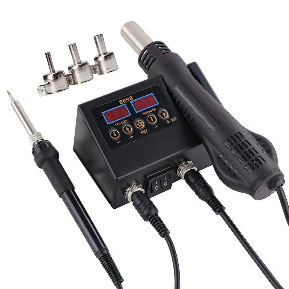 Soldering Station Digital Temperature Adjustable 2 in 1 SMD Solder Iron Hot Air Heat Gun Welding Rework For PCB IC Repair Tools 