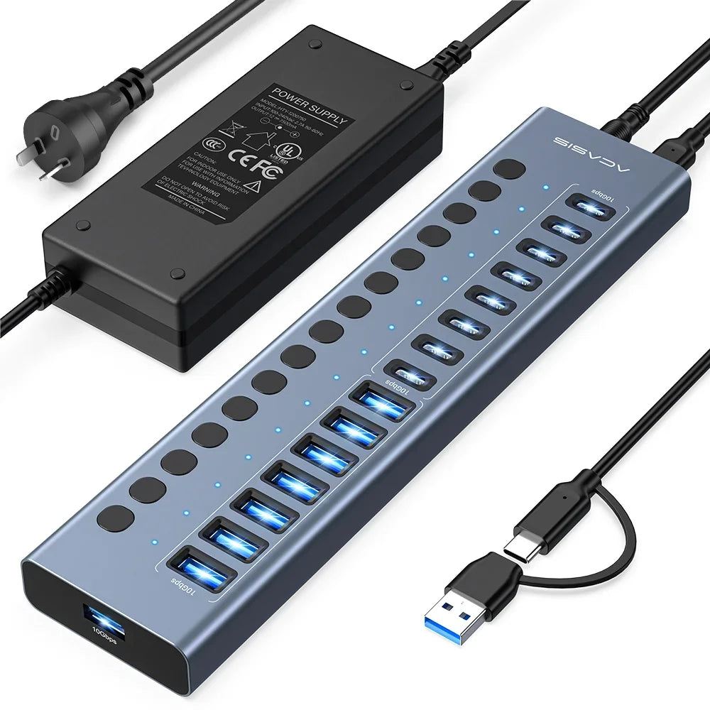 Acasis HB16PRO USB-hub med individuelle portbrytere