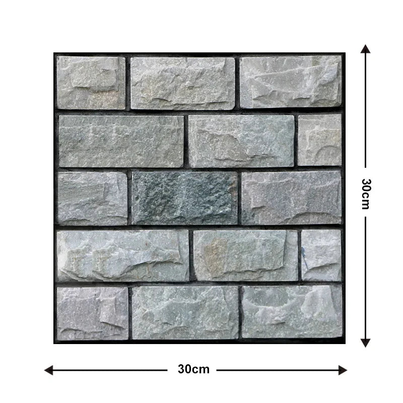 10Pcs 3D Self-Adhesive Wall Stickers 30x30cm Waterproof PVC Wallpapers Removable Wall Art Murals for DIY Home Living Room Decor 