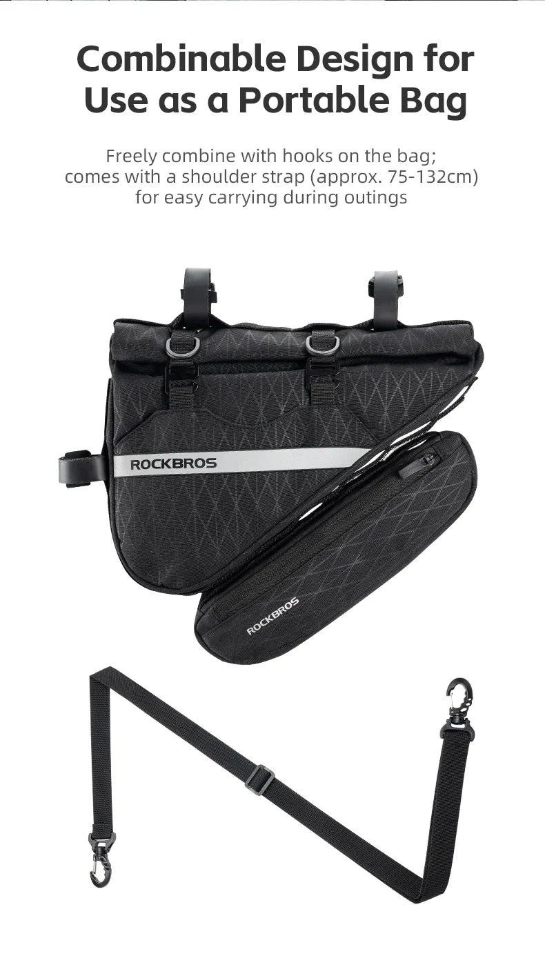 Waterproof Bicycle Triangle Bag 2-in-1 Detachable Bike Storage Pack