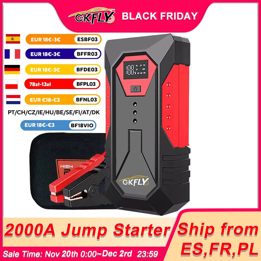 2000A Car Jump Starter 18000mAh Power Bank