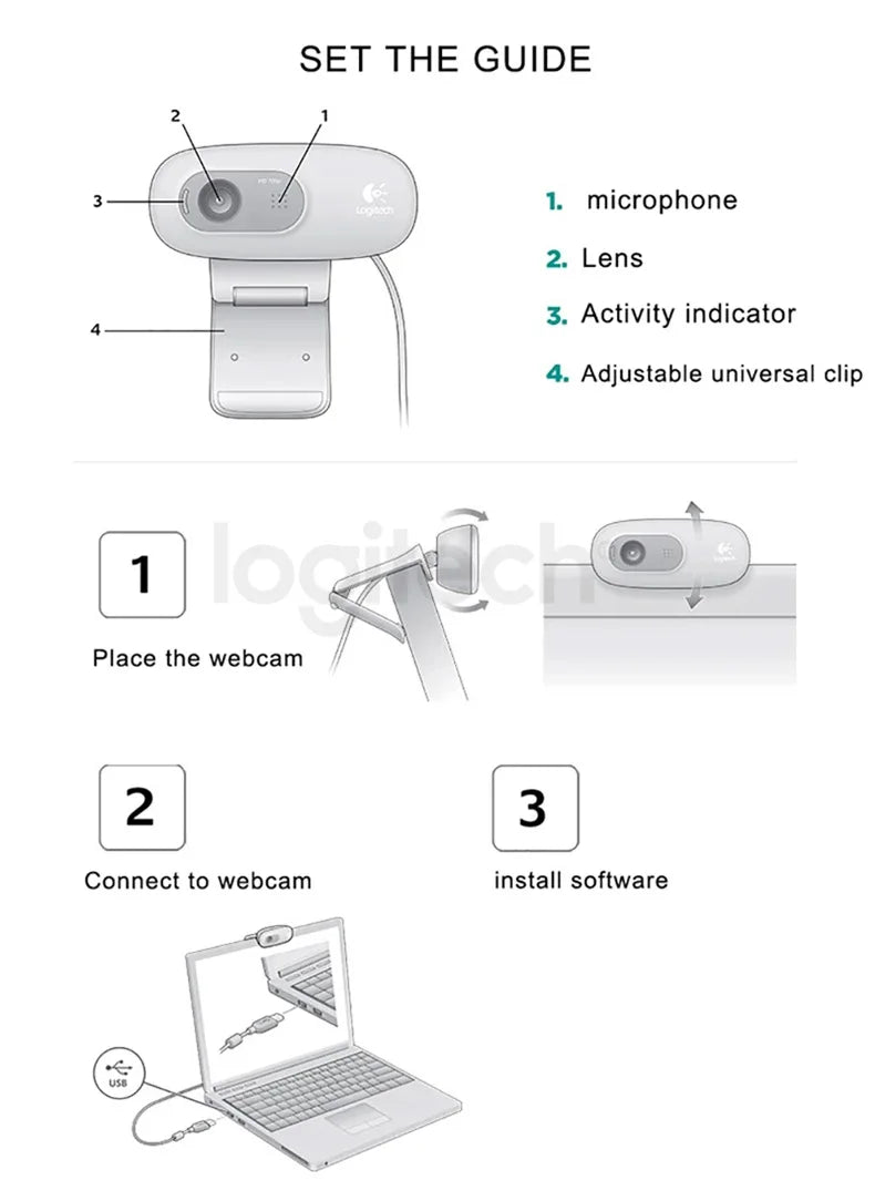 Logitech C270i HD Webcam with Built‑In Microphone