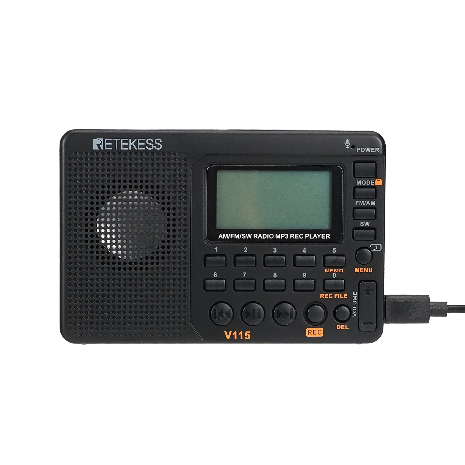 RETEKESS V115 Radio FM AM SW Portable Radios Rechargeable  Radio Batteries multiple bands  USB Recorder Speaker for Elders TX32 