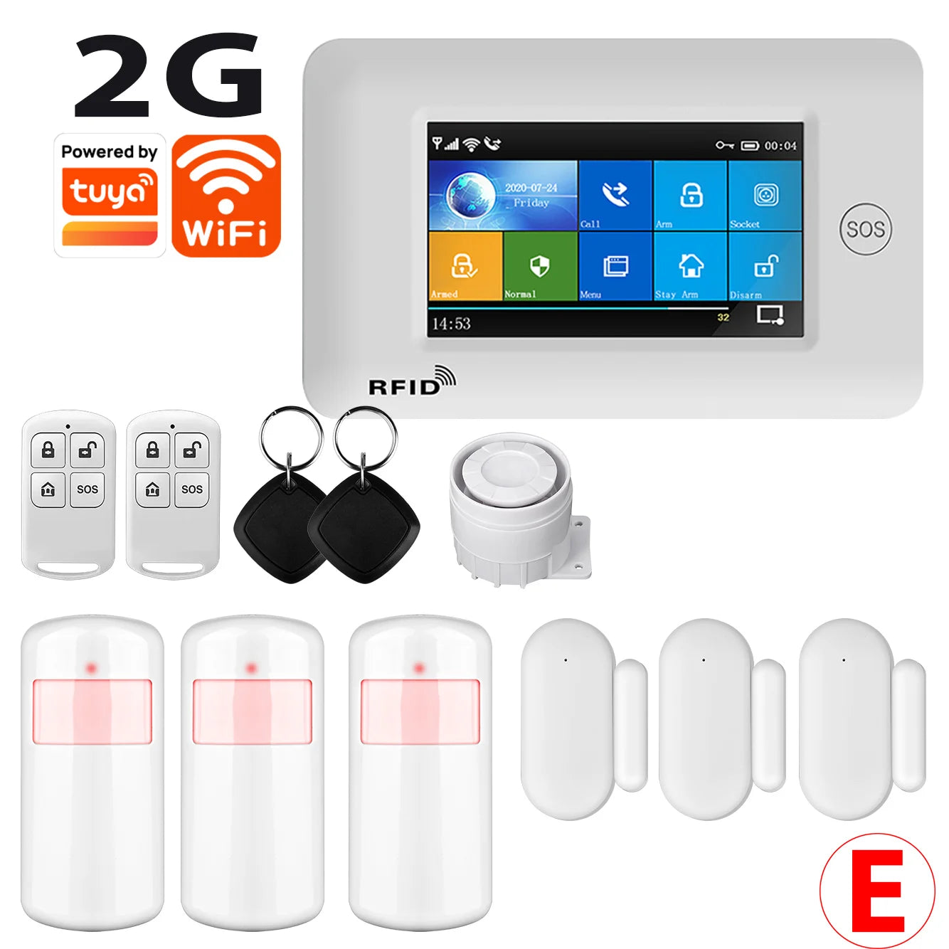 433MHz Touch Screen Wireless 2G 4G WIFI GSM RFID Card Burglar Alarm System Smart Home Security DIY Alarm TUYA Smart Life 
