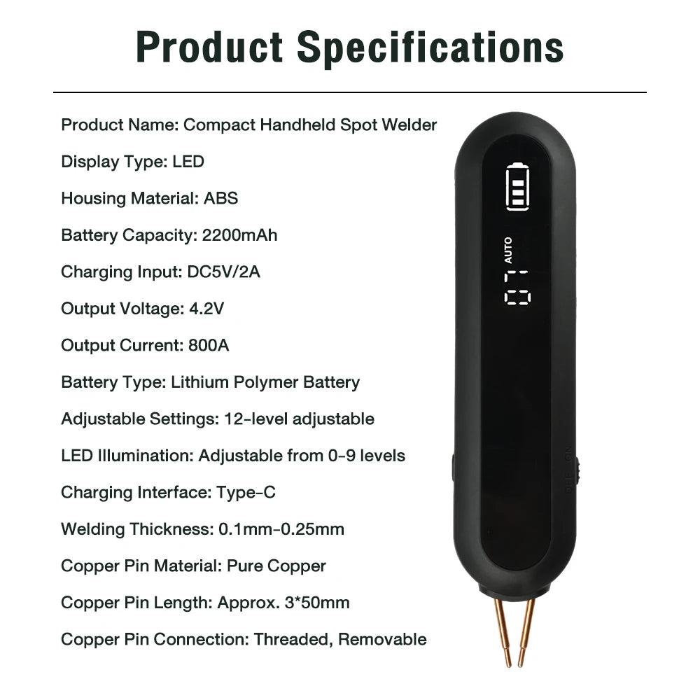 Handheld Battery Spot Welder with Adjustable Power