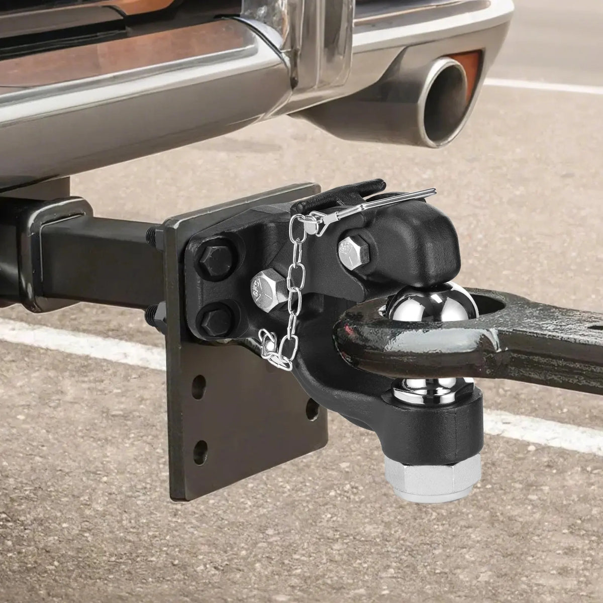 9070KG Heavy Duty Trailer Hitch Assembly with 2-5/16 Inch Trailer Ball, Fits 6.35-7.62cm Lunette Ring, Black Powder Coated Trailer Coupler Hitch with Complete Mounting Hardware