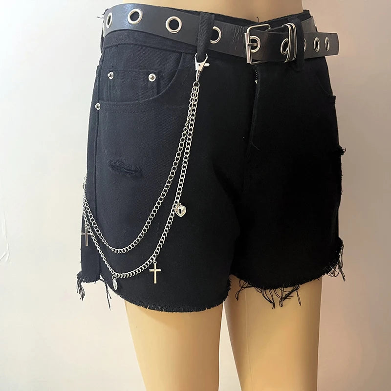 Punk Steet Κλειδιά Κολιέ Γυναίκες Άνδρες Σελήνη Αστέρι Τρυπες Κρανία Αξεσουάρ Επιλογή Ροκ Γκόθ Πως Παντελόνια Μέση Ζώνη Κολιέ Στα Jeans Κοσμήματα
