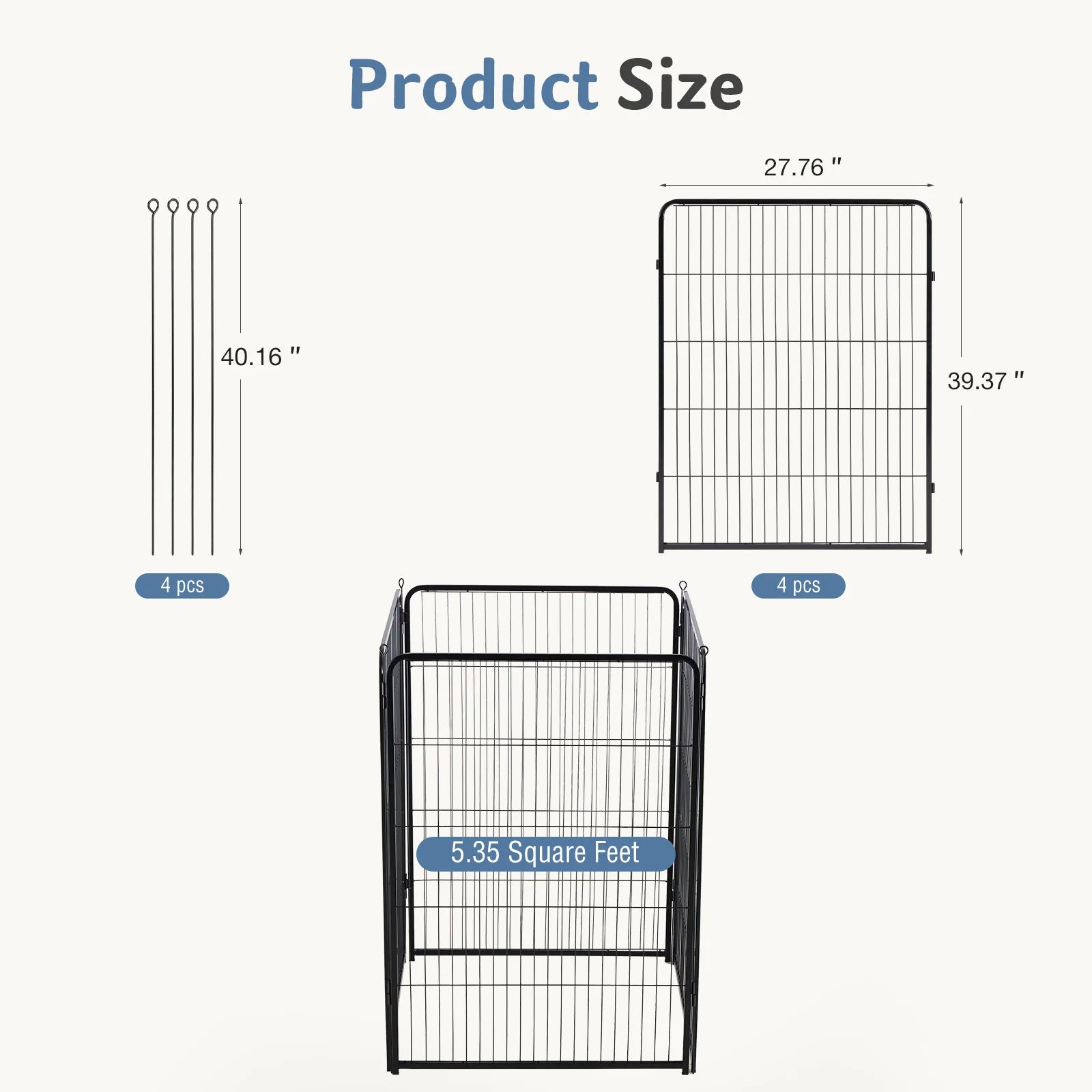 Foldable Metal Dog Playpen with Door for Indoor & Outdoor Use
