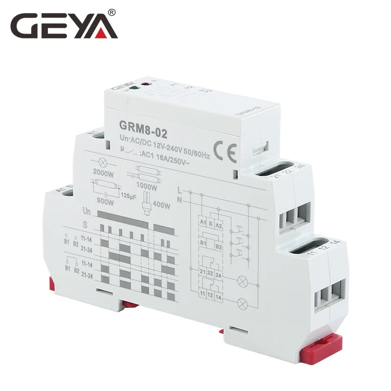 GRM8 DIN-Rail Latching Relay, Contact/Voltage Options