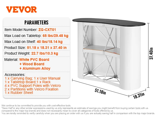 Portable Trade Show Counter Stand Foldable Podium Display Table