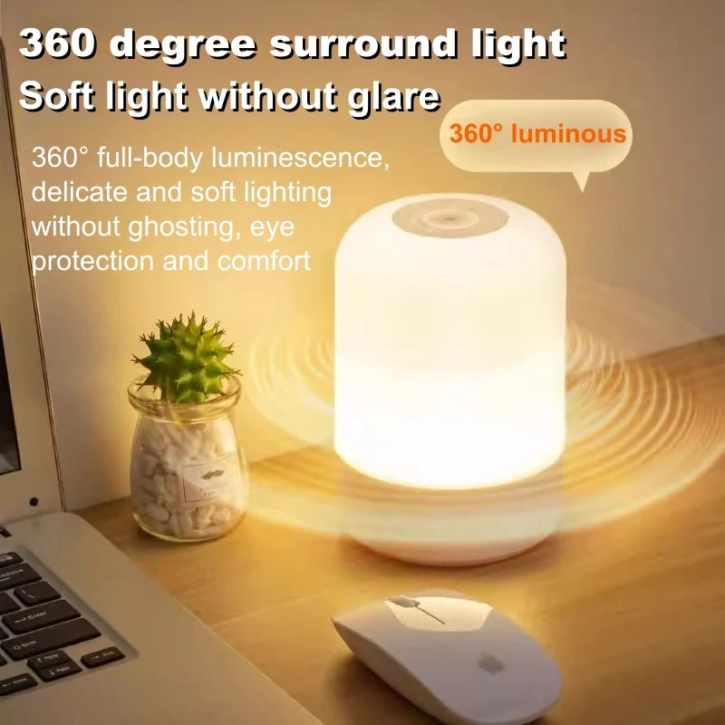 Candeeiro de mesa de cabeceira LED regulável por toque e alimentado por USB