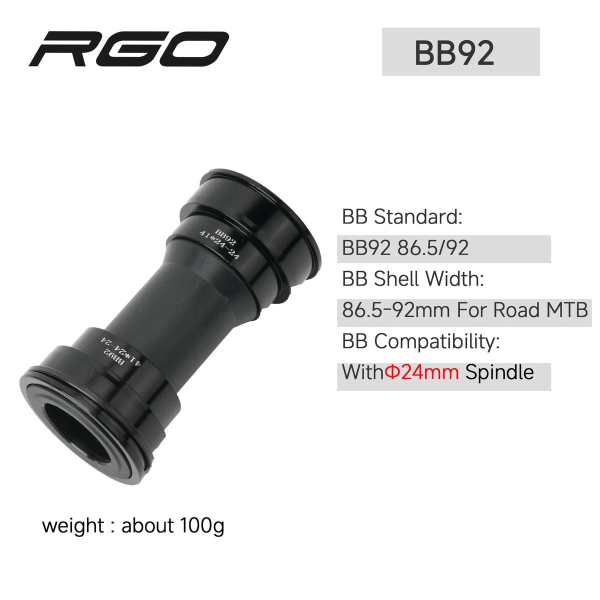 BSA 68 Bottom Bracket in Alloy, 24 mm Spindle, Threaded Cups