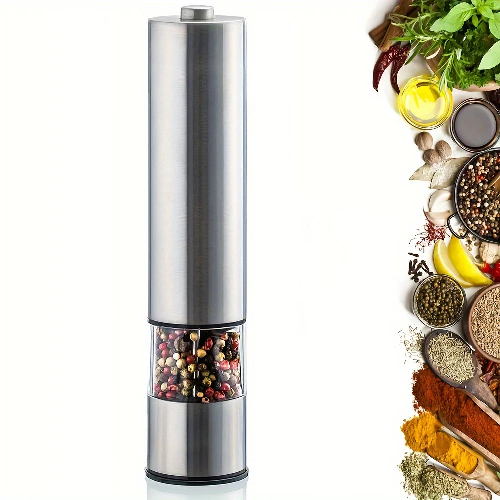 Electric Salt Pepper Grinder Set One Handed Operation Stainless Steel Spice Mill With Light Automatic Pepper Grinde for Kitchen 