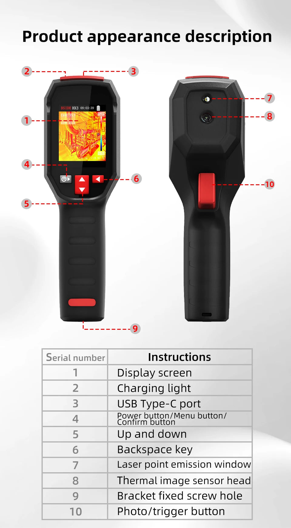 Handheld Thermal Imaging Camera -20 to 550C HD Resolution