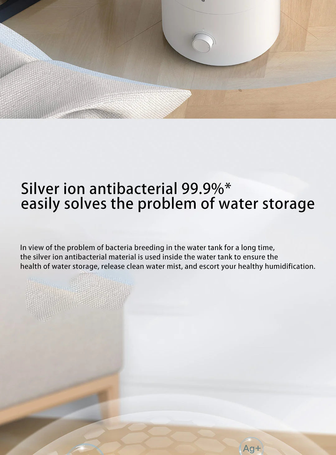 Xiaomi Luftfuktare 2 4L Tyst Dimma Luftfuktighetskontroll 300mL/h
