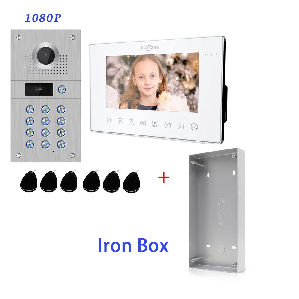 Jeatone 1080P Tuya WiFi Video Intercom RFID Code Keypad Doorbell Cam 7 Inch Home Security Video Door Phone Access Control System Spy-shop.com