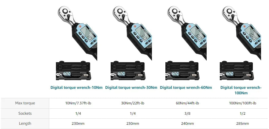 Digitaler Drehmomentschlüssel 3/8" 3/8-60Nm Hochpräzises bidirektionales Werkzeug