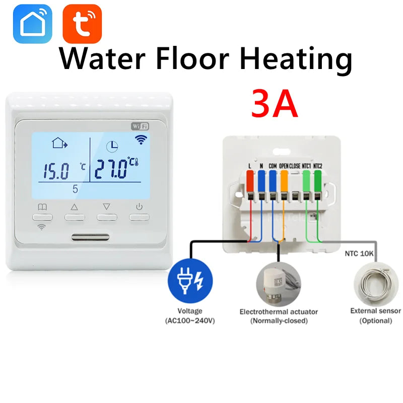 WIFI Underfloor Heating Thermostat LCD Screen 220V Electric, Water, Gas Boiler Warm Floor Programmable Temperature Controller 