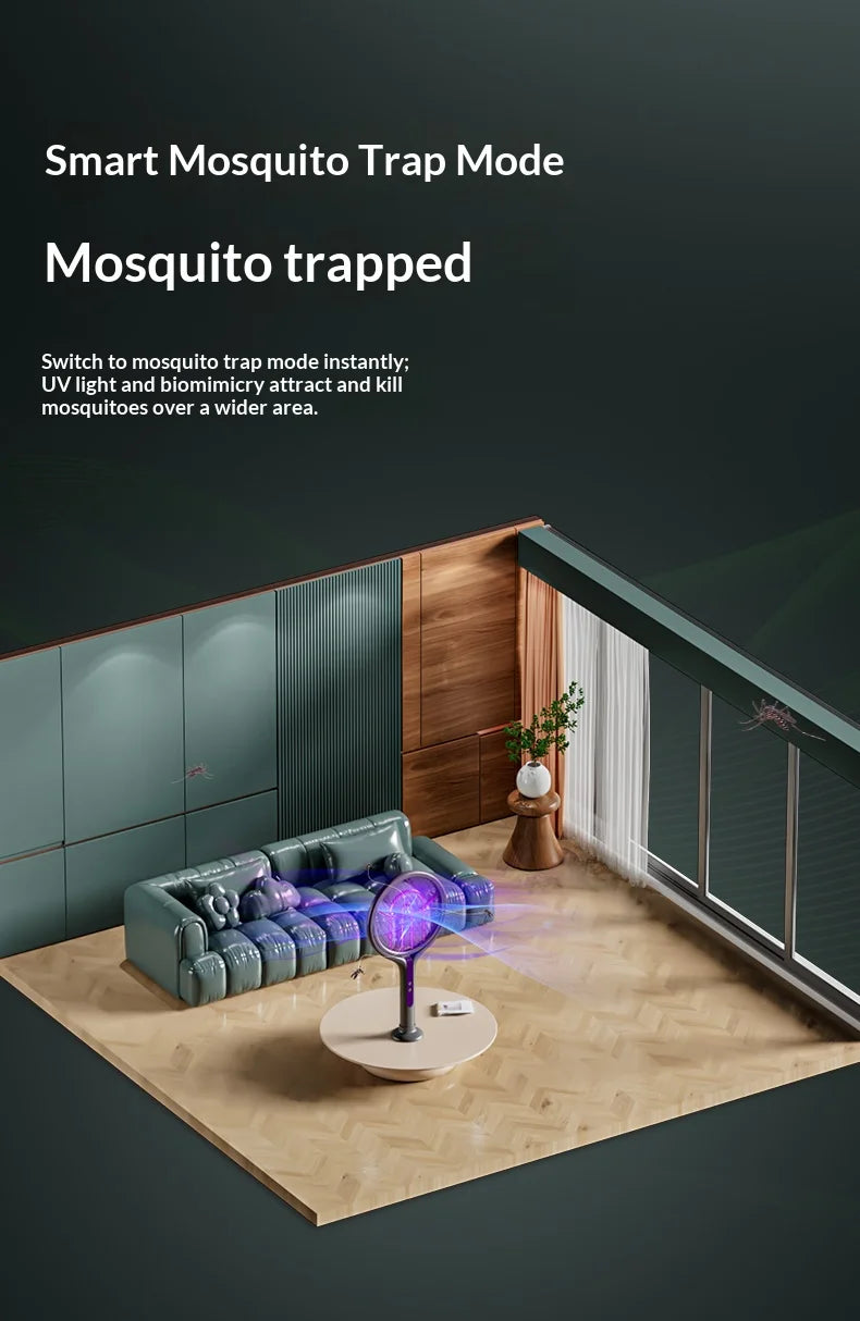 Rotating Head Rechargeable Electric Bug Zapper Racket
