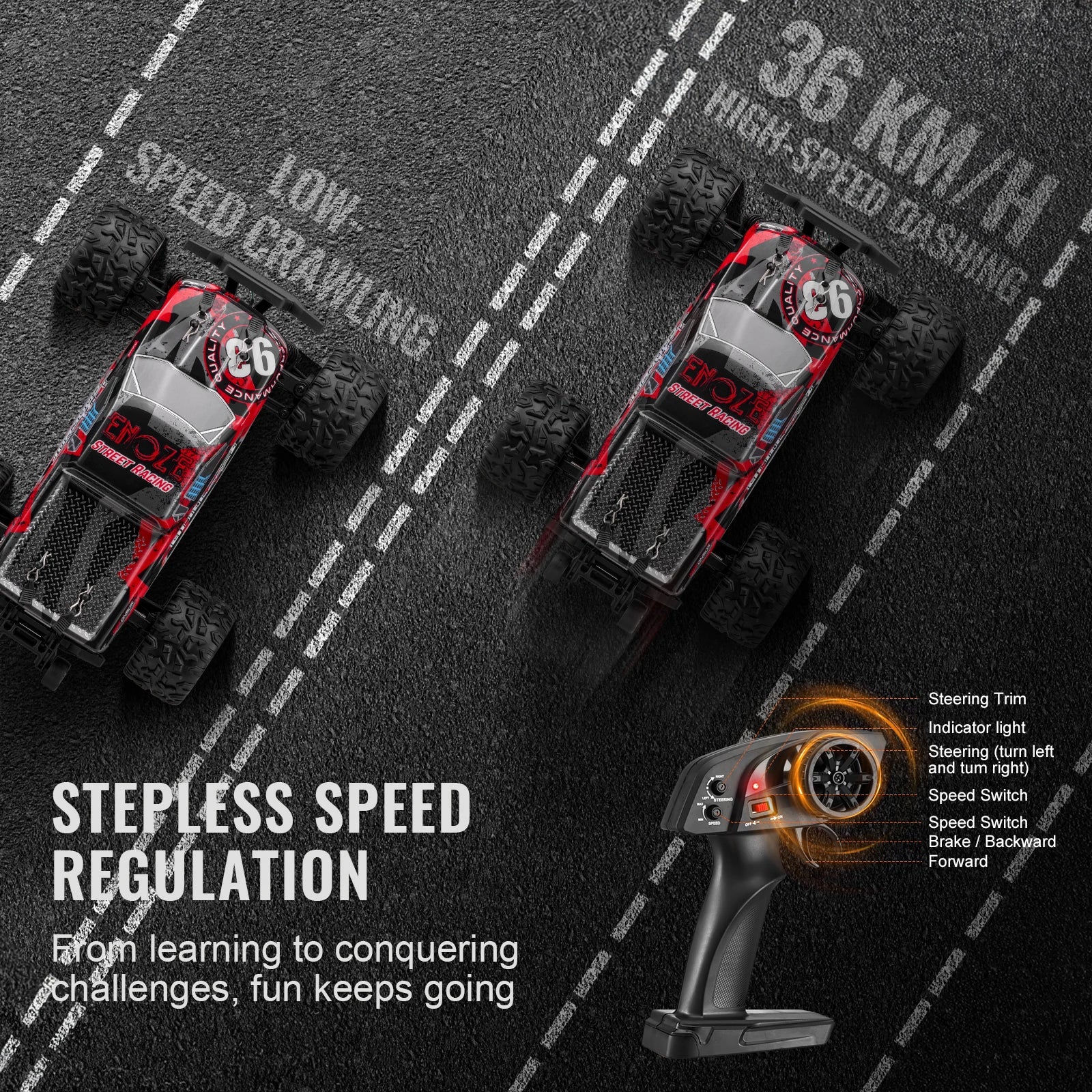 SucceBuy 1:18 40KM/H36 RC Car High Speed Drift 4WD Racing Off Road Remote Control Car Monster Truck Toys for Kids Christmas Gift