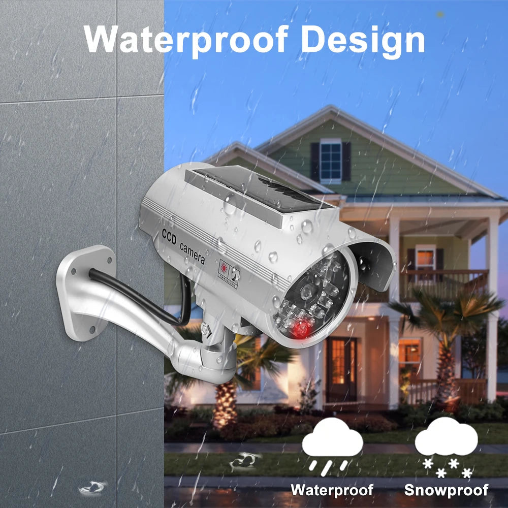 Simulation Solar Camera Fake Camera Outdoor CCTV Surveillance Simulation Fake Camera Waterproof And Safe Home Flashing LED Light 