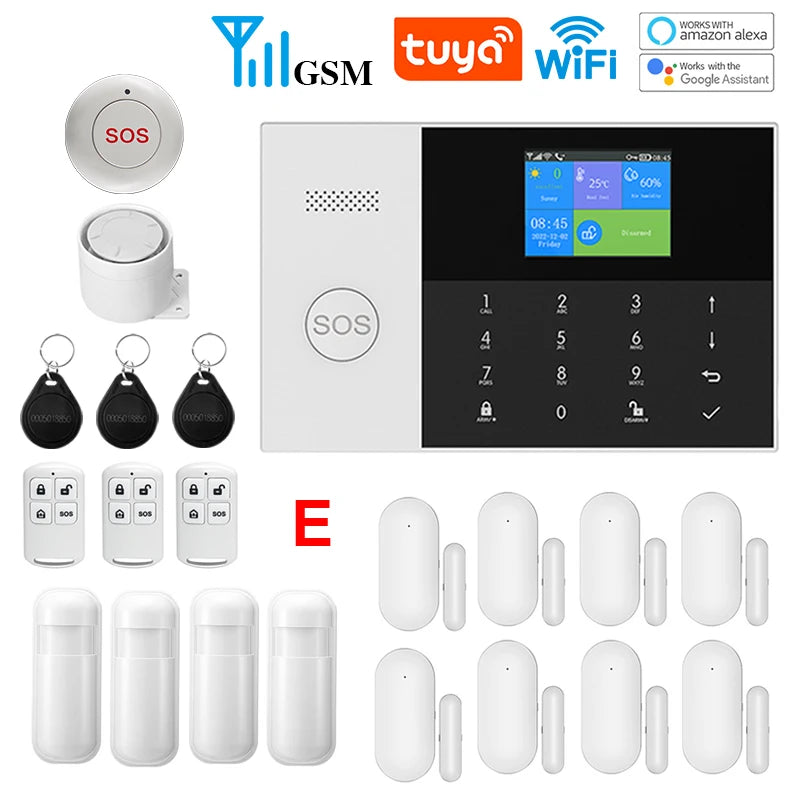 WIFI GSM Alarm System Tuya Smart Life APP Home Smart Security Protection Wireless Security Alarm House System with ALexa 