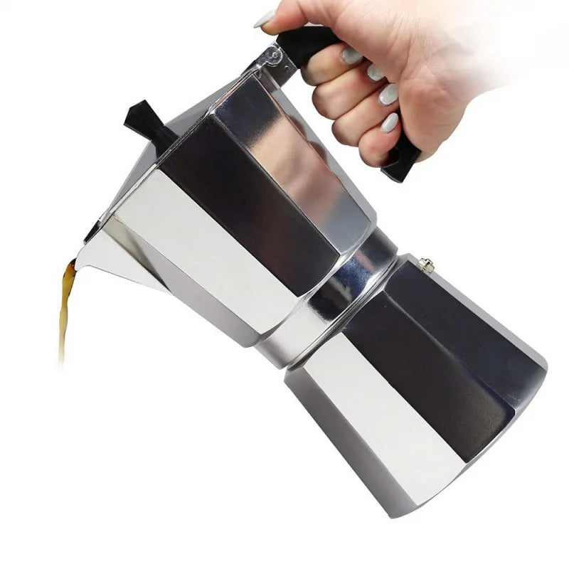 Octagonal Aluminium Moka Pot for Stovetop Coffee