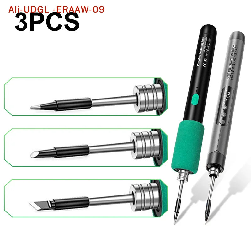 3Pcs Soldering Iron Tip USB Soldering Iron Tip 5V Battery Soldering Iron Tip Soldering Rework Accessories