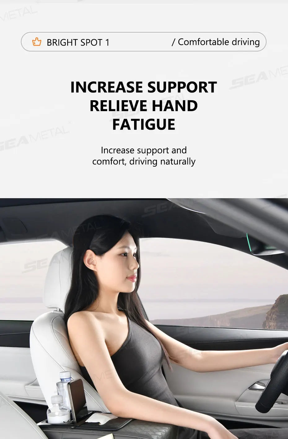 SEAMETAL 12 in 1 Car Arm Rest Cushion Multi-Pocket Center Console Cushion with Cup Holder/Tissue Holder Car Elbow Support Pad