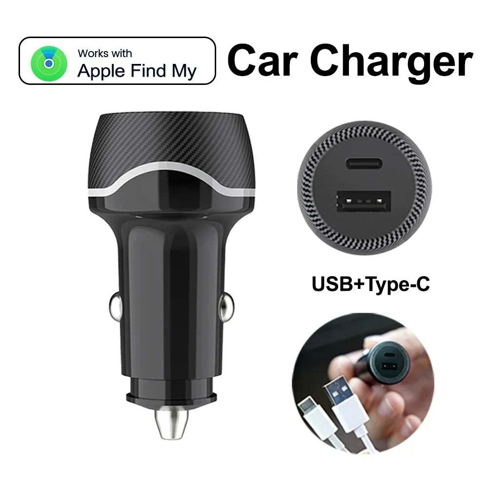 Universell mini GPS-spårare, bilspårning, cigarettändar-laddare, USB Type-C adapter, för iPhone, IOS, Apple Find My APP