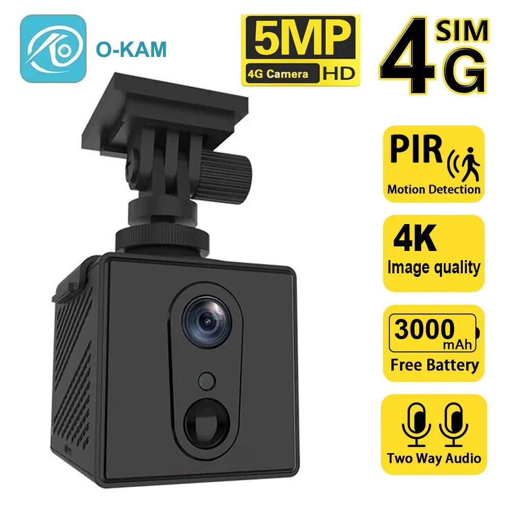 5MP Mini-Überwachungskamera mit 4G/WiFi, Nachtsicht & Bewegungserkennung