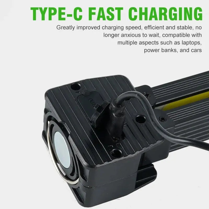 Strong Flashlightoutdoor Multifunctional Camping Lightingflashlight Auto Repair Work Lightfolding COB Light 